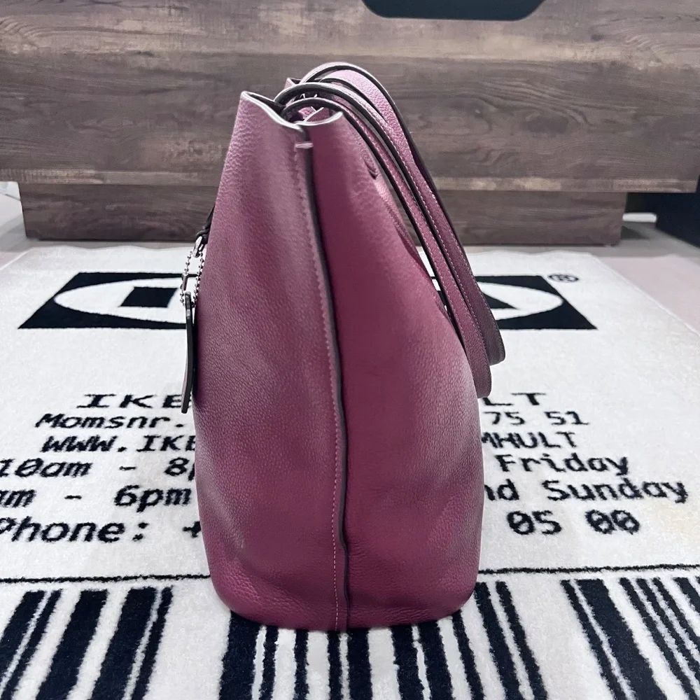 Coach Pebble Leather Cameron Large Tote Shoulder Bag in Burgundy / Wine - Picture 4 of 13